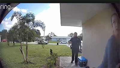 screenshot from a ring doorbell camera from a florida incident where a family was swatted