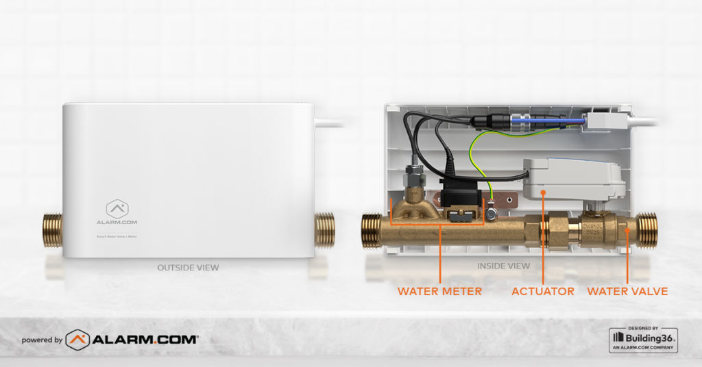 outline of the smart water meter from alarm.com